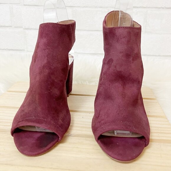 Steven by Steve Madden Venuz Peep Toe Cutout Plum Suede Sandals Size 7.5 - Picture 4 of 9
